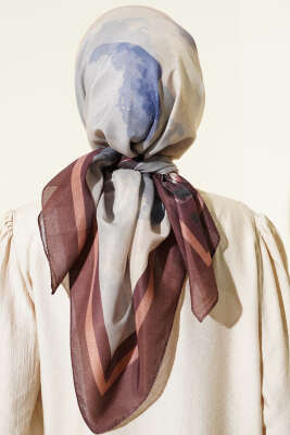 Fiori Desen Lina Eşarp Kahve - Başörtüsü