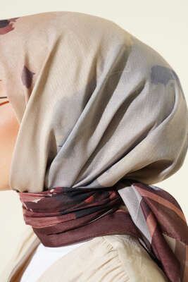 Fiori Desen Lina Eşarp Kahve - Başörtüsü