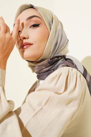 Fiori Desen Lina Eşarp Vizon - Başörtüsü