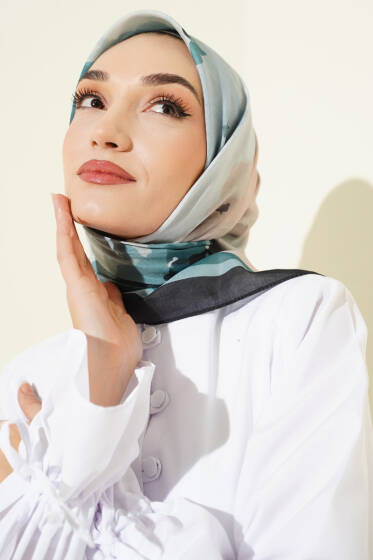 Fiori Desen Lina Eşarp Zümrüt - Başörtüsü