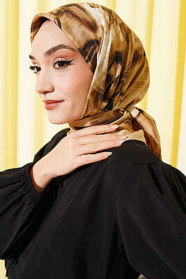 Fırça Desenli Eşarp Bej - ŞEHRİ ŞAL