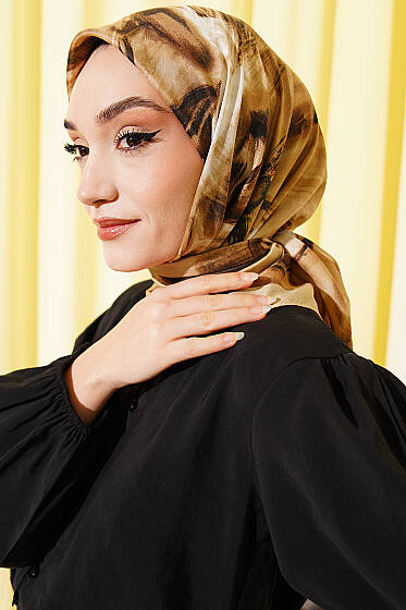 Fırça Desenli Eşarp Bej - Başörtüsü