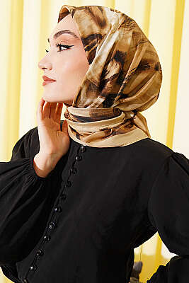 Fırça Desenli Eşarp Bej - Başörtüsü