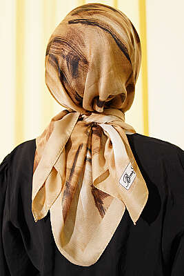 Fırça Desenli Eşarp Bej - Başörtüsü