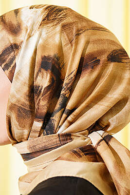 Fırça Desenli Eşarp Bej - Başörtüsü