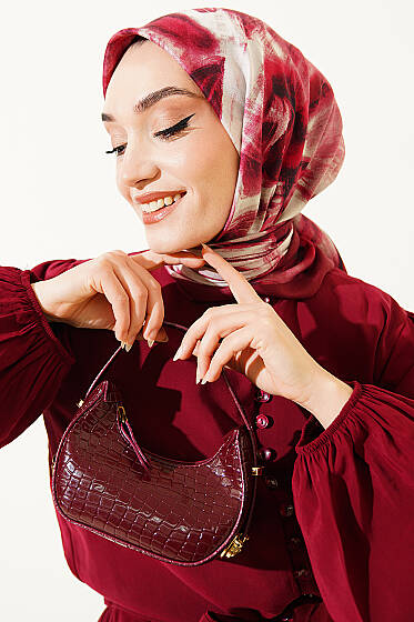 Fırça Desenli Eşarp Bordo - Başörtüsü