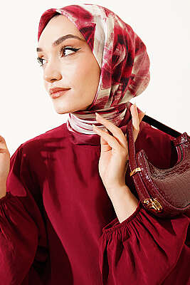 Fırça Desenli Eşarp Bordo - Başörtüsü