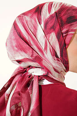 Fırça Desenli Eşarp Bordo - Başörtüsü