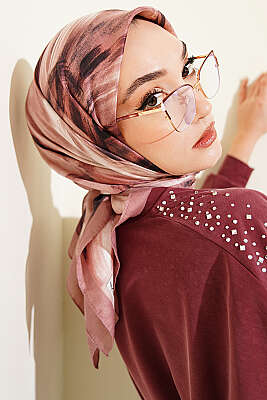 Fırça Desenli Eşarp Gül Kurusu - ŞEHRİ ŞAL