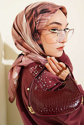 Fırça Desenli Eşarp Gül Kurusu - Başörtüsü