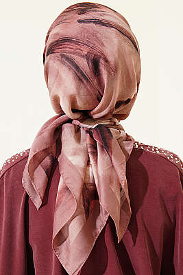 Fırça Desenli Eşarp Gül Kurusu - Başörtüsü