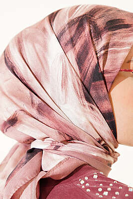 Fırça Desenli Eşarp Gül Kurusu - Başörtüsü