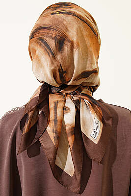 Fırça Desenli Eşarp Kahve - Başörtüsü