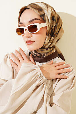 Fırça Desenli Eşarp Kestane - ŞEHRİ ŞAL