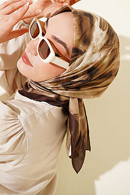 Fırça Desenli Eşarp Kestane - Başörtüsü