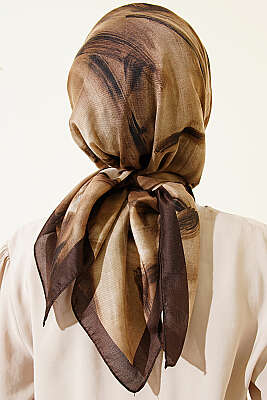 Fırça Desenli Eşarp Kestane - Başörtüsü