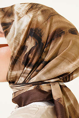 Fırça Desenli Eşarp Kestane - Başörtüsü