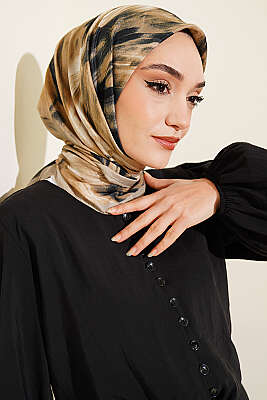 Fırça Desenli Eşarp Kum Bej - ŞEHRİ ŞAL