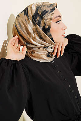 Fırça Desenli Eşarp Kum Bej - Başörtüsü