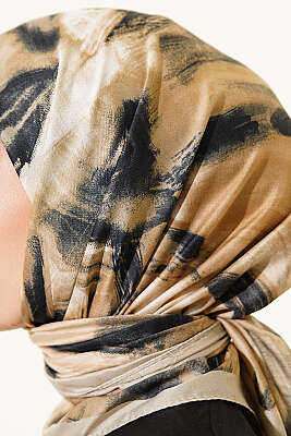 Fırça Desenli Eşarp Kum Bej - Başörtüsü