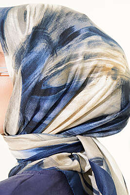 Fırça Desenli Eşarp Saks - Başörtüsü