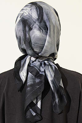 Fırça Desenli Eşarp Siyah - Başörtüsü