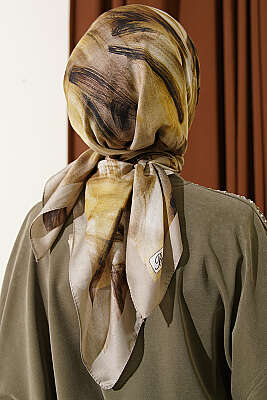 Fırça Desenli Eşarp Taş Gri - Başörtüsü