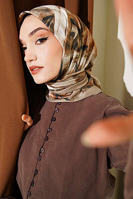 Fırça Desenli Eşarp Vizon - ŞEHRİ ŞAL