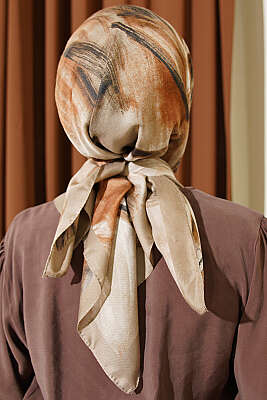 Fırça Desenli Eşarp Vizon - Başörtüsü