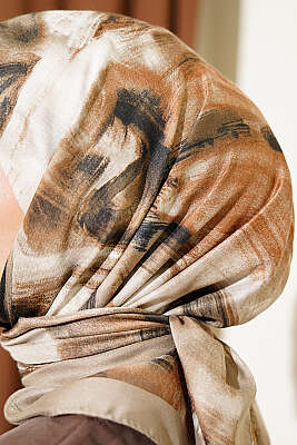 Fırça Desenli Eşarp Vizon - Başörtüsü