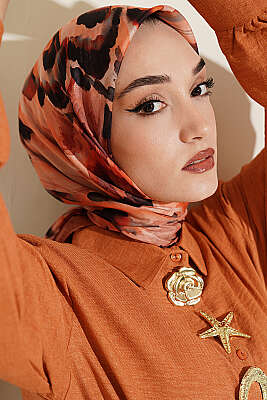 Fırça Desenli Soft Eşarp Camel - SİNEM EŞARP