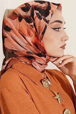 Fırça Desenli Soft Eşarp Camel - Başörtüsü