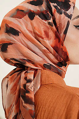 Fırça Desenli Soft Eşarp Camel - Başörtüsü