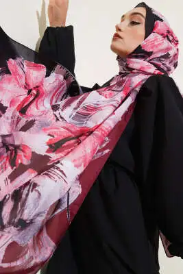 Fırça Desenli Soft Şal Bordo - Başörtüsü