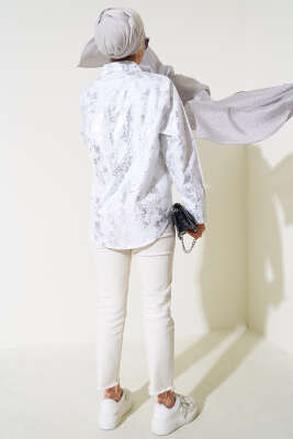 Fırça Varaklı Gömlek Beyaz - Gömlek