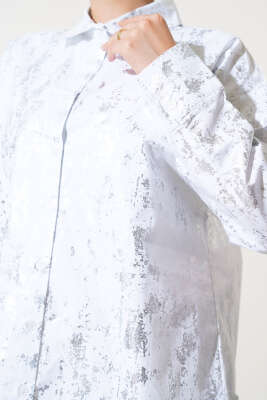 Fırça Varaklı Gömlek Beyaz - Gömlek