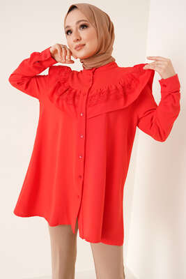 Fırfır Dantelli Gömlek Alizarin 