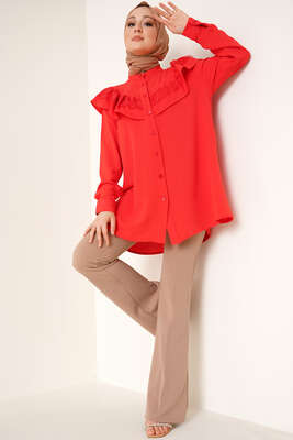 Fırfır Dantelli Gömlek Alizarin - Gömlek