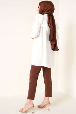 Fırfır Dantelli Gömlek Beyaz - Gömlek