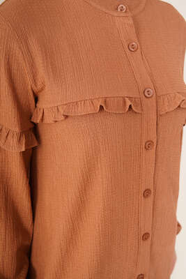 Fırfır Detaylı Bürümcük Tunik Latte - Tunik