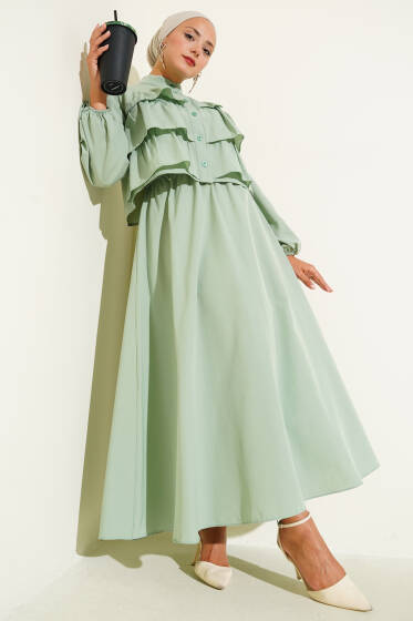 Fırfır Detaylı Etekli İkili Takım Mint - İkili Takım