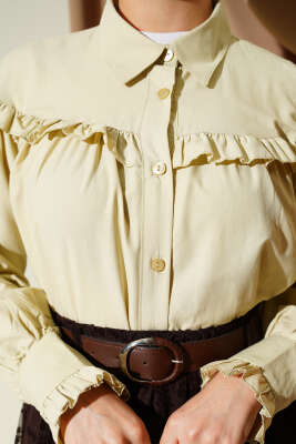 Fırfır Detaylı Kısa Gömlek Nefti - Gömlek