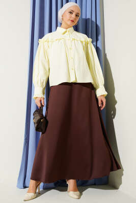 Fırfır Detaylı Kısa Gömlek Sarı - Gömlek