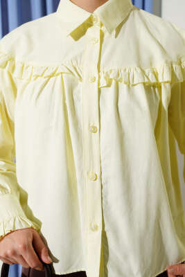 Fırfır Detaylı Kısa Gömlek Sarı - Gömlek