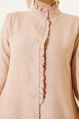 Fırfır Detaylı Tunik Camel - Tunik