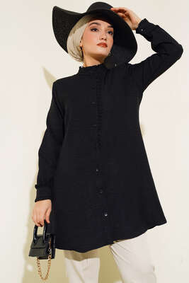 Fırfır Detaylı Tunik Siyah - PİYES COLLECTİON