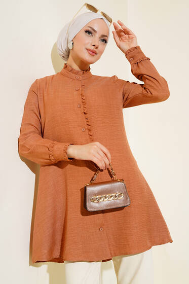 Fırfır Detaylı Tunik Taba - Tunik