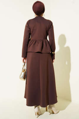 Fırfır Süslemeli Etekli İkili Takım Kahve - Günün Seçilenleri