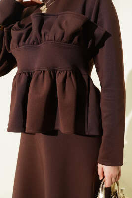 Fırfır Süslemeli Etekli İkili Takım Kahve - Günün Seçilenleri