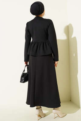 Fırfır Süslemeli Etekli İkili Takım Siyah - Günün Seçilenleri